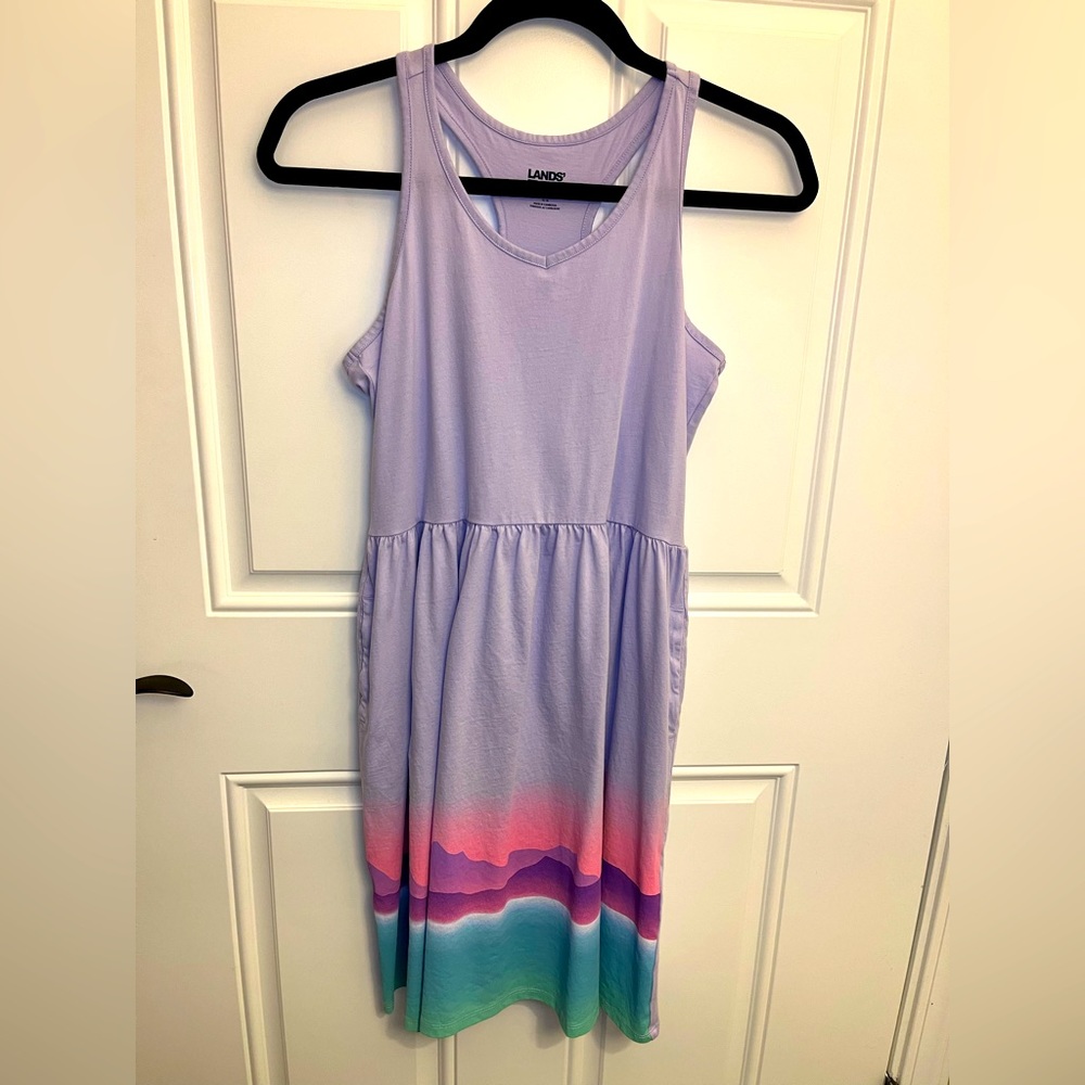Lavender sleeveless tank dress with pockets. Girls size XL. Like new!